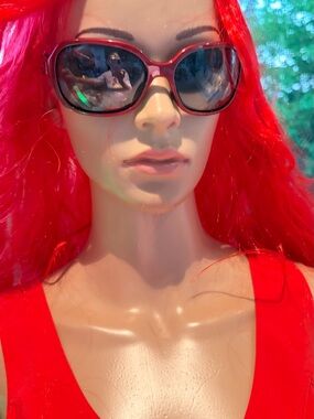 Oakley Pulse Red Frame Sunglasses with Dark Lenses
